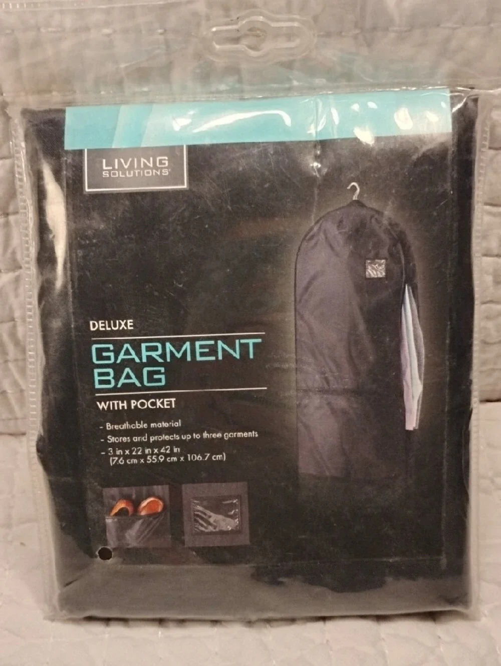 Deluxe Black Garment Bag with Pocket